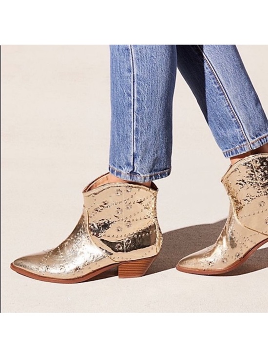 Free People Shoes - Free People vegan Leather Gold western/ cowboy boot